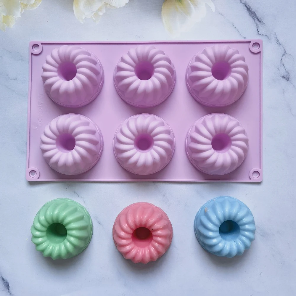 

6 Cavity Spiral Flower Silicone Mold Whirlwind Bakeware Mold DIY Chocolate Baking Tools Cake Decoration Accessories