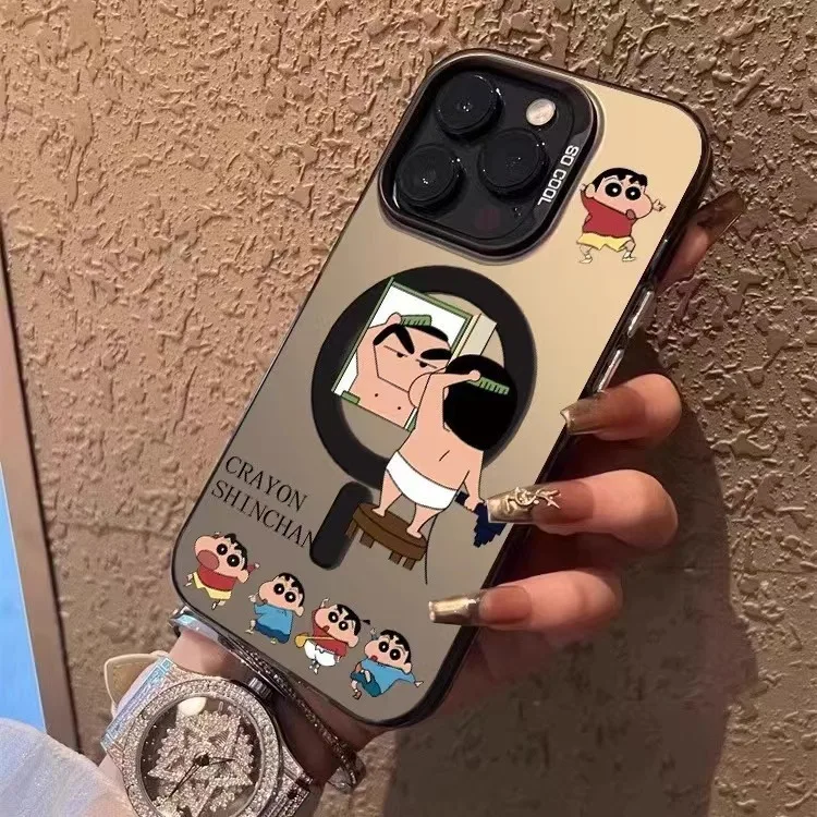 Фото Чехол для телефона Crayon Shinchan для iPhone 16, 15, 14, 13, 12, 11, 17 Pro Max Nohara Shinnosuke Shin-chan, магнитный беспроводной чехол Magsafe №3