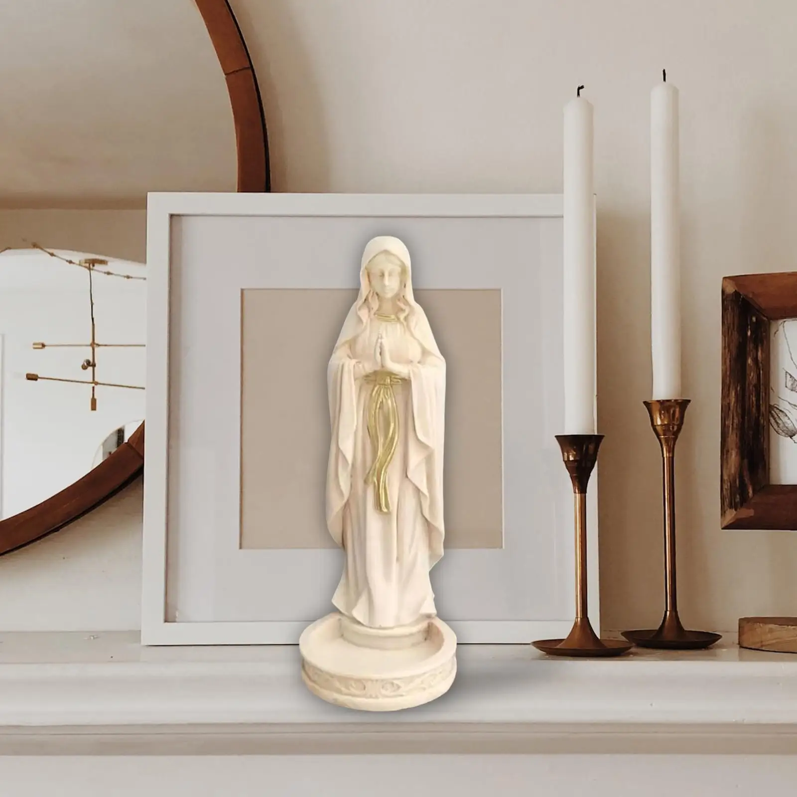 Статуя Мэри фигурка Богоматери Грейс на основе для религиозной книжной полки