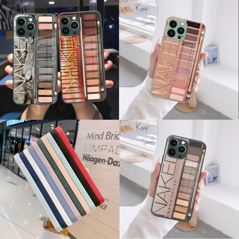 

Makeup Eyeshadow Palette Phone Case Dark Green Glass For IPhone 13 14 12 11 Pro XS Max Plus Mini X XR 8 7 6s SE2020 Cover