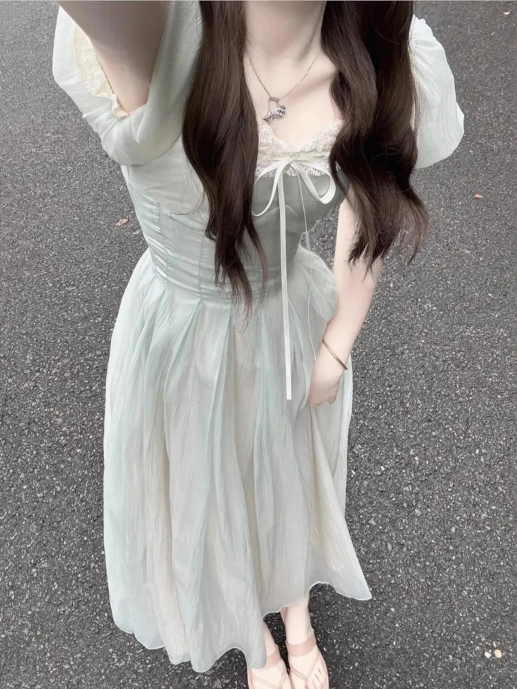 Женское винтажное платье А-силуэта элегантное и шикарное летнее однотонное