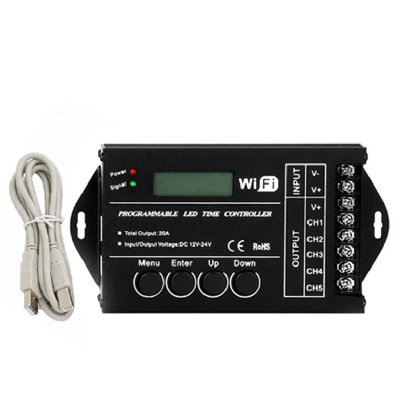 

Программируемый фотоконтроллер постоянного тока, 12 В, 24 В, Wi-Fi, красный/зеленый/синий, 5 каналов, 20 А