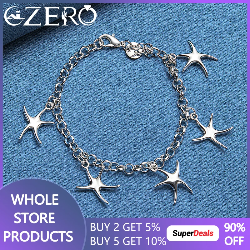 

ALIZERO 925 Sterling Silver Small Starfish Pendant Bracelet Chain for Women Fashion Party Charm Jewelry Gift Elegant Accessories
