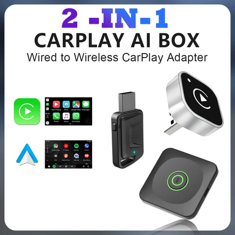 2 в 1 проводной к беспроводному адаптеру CarPlay Android Auto для OEM автомобильной стереосистемы с USB-ключом Smart Mini Box Plug and Play Bluetooth