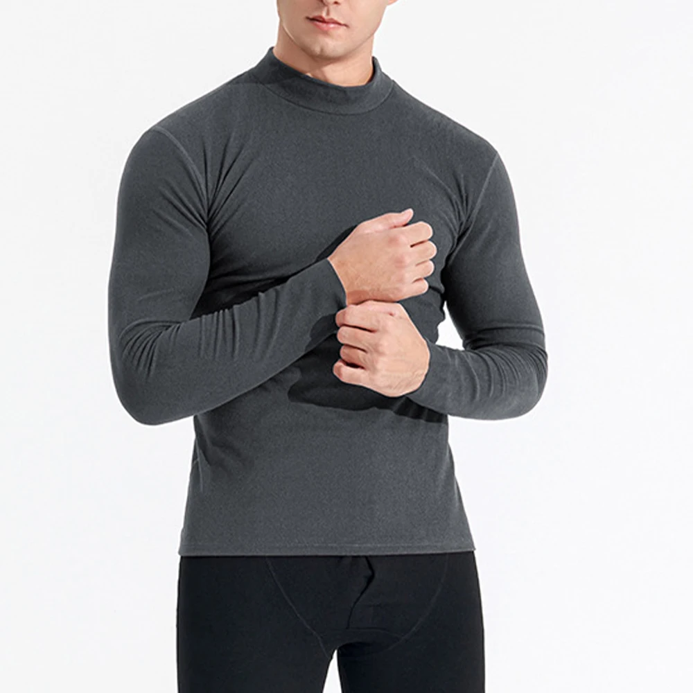Men Long Sleeve Pullover Tops Thermal Underwear Man Warm Undershirt Winter Autumn Jumper Casual Bottom Shirts Sleepwear Homewear