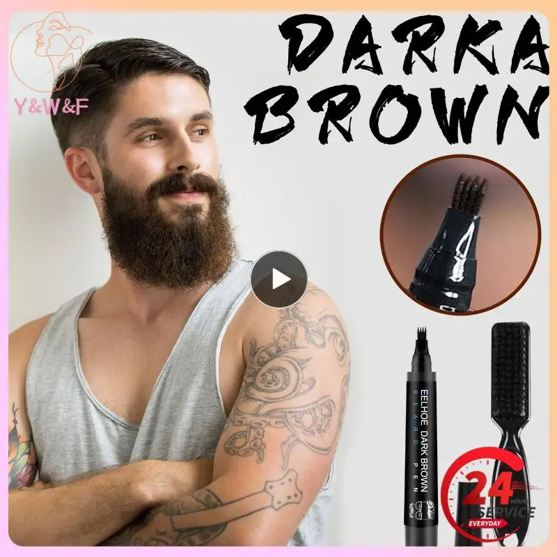 

Moustache Filling Pen Men Beard Mustache Care Beard Enhancer Beard Filling Stick And Brush Black Brown Waterproof Beard Beauty