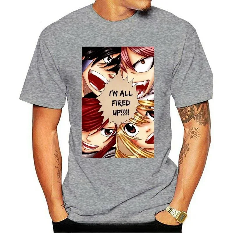 Новая мужская футболка с изображением Феи хвоста серый Нацу эрзы и Люси забавная