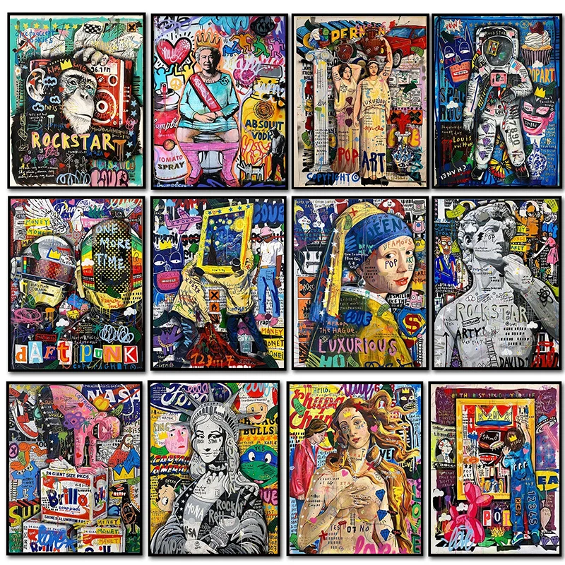 

Street Graffiti Abstract Canvas Painting Famous Poster and Prints Pop Hanging Wall Art Picture for Modern Home Living Room Decor