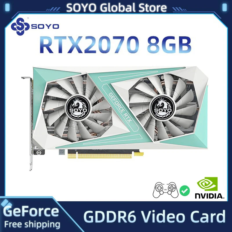 

SOYO Brand New RTX2070 Graphics Card 8GB GDDR6 256Bit 12NM NVIDIA For Desktop PC Computer Support Mining GPU Gaming Video Card