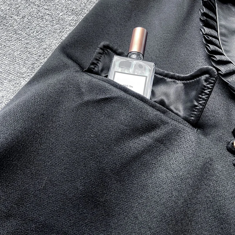 Женский кожаный жилет с оборками из овечьей кожи цветочным рисунком модель TF4777