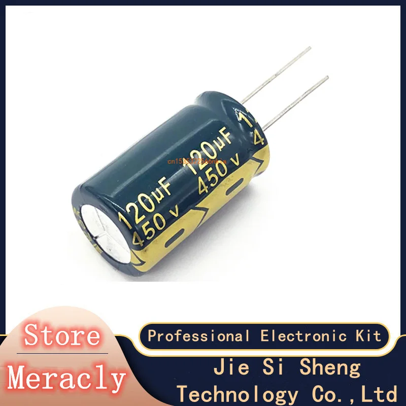 

5pcs/lot 120UF high frequency low impedance 450v 120UF aluminum electrolytic capacitor size 18*30 mm 20%