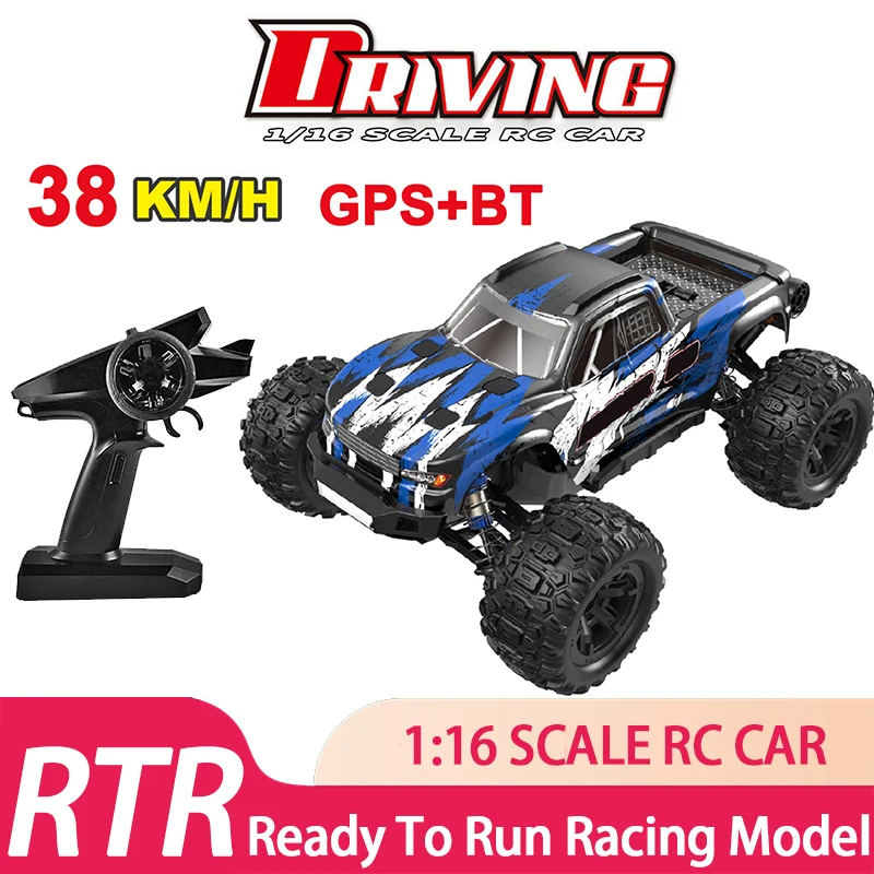 

2022 4WD 2.4G Off-Road Truck RC Car 38km/h High Speed 1/16 Racing Car RTR Two-way Remote Controller with BT GPS APP Toy for Kids