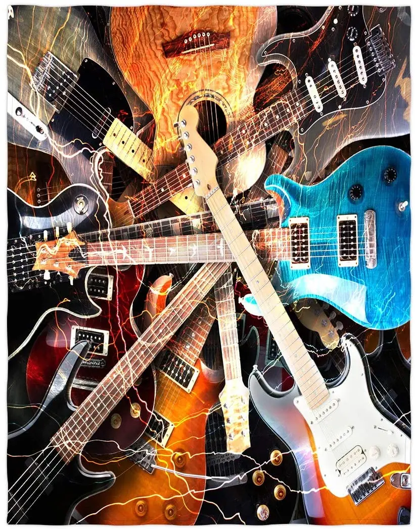 

Inch Colourful Guitar Super Soft Throw Blanket for Bed Sofa Lightweight Blanket for All Seasons