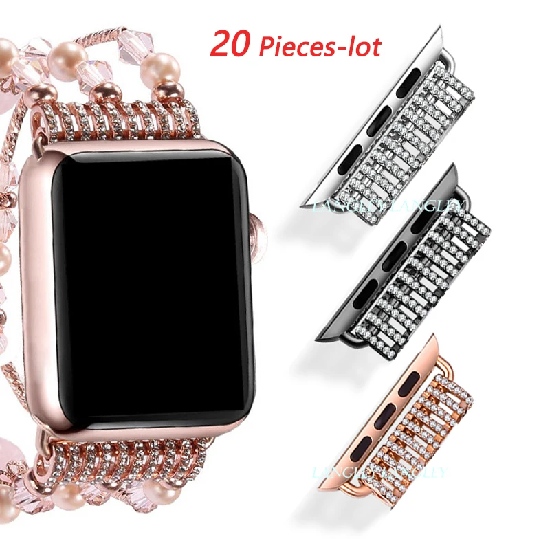 40PCS Diamond Connector for Apple Watch band Adapter 45mm 40mm 44mm 41mm 38mm Connectos for Iwatch Series 7 6 5 4 SE 20-Pairs