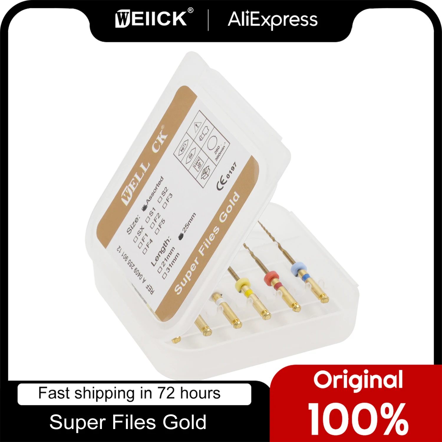 WELLCK стоматологические золотые гибкие эндодонтические роторные файлы