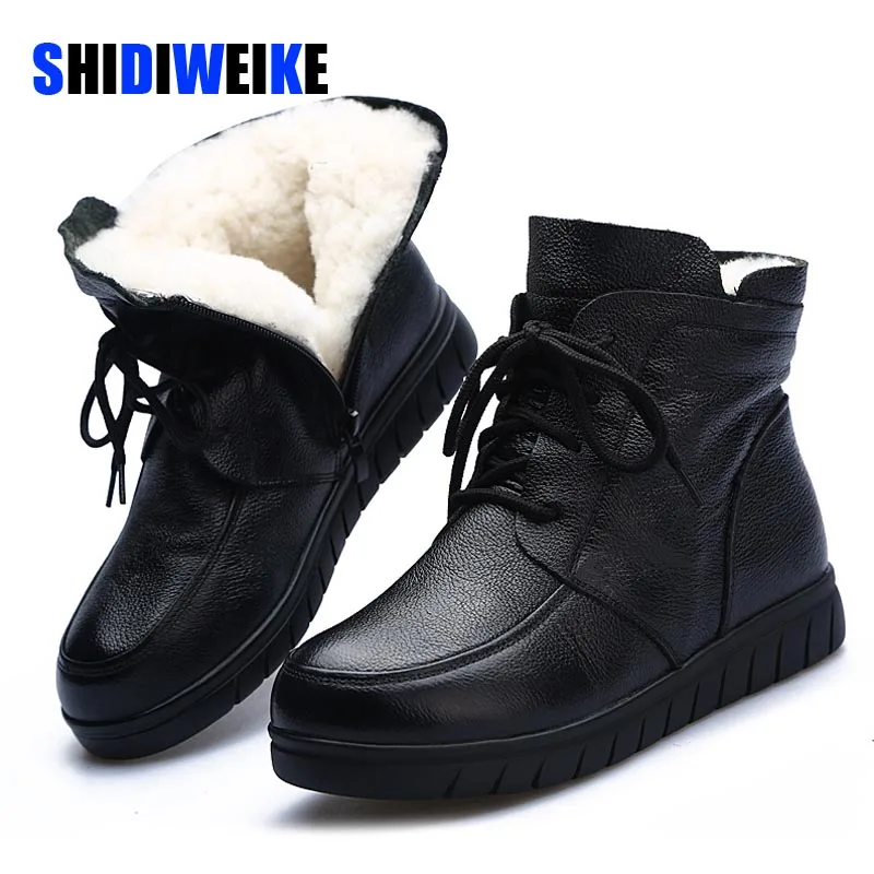 

Ботильоны из натуральной кожи 3 см теплые зимние ботинки на меху со шнуровкой Женская шерстяная обувь Размеры 35-41 AD2571