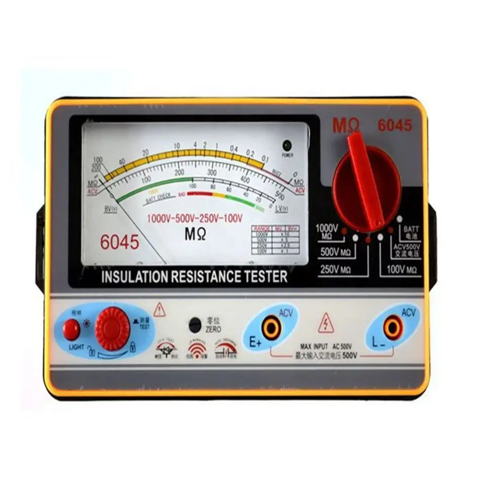 

Electrical Resistance Measuring Instrument Pointer Electric Resistance Tester Analog Insulation Meter With Range 0.5-2000MΩ
