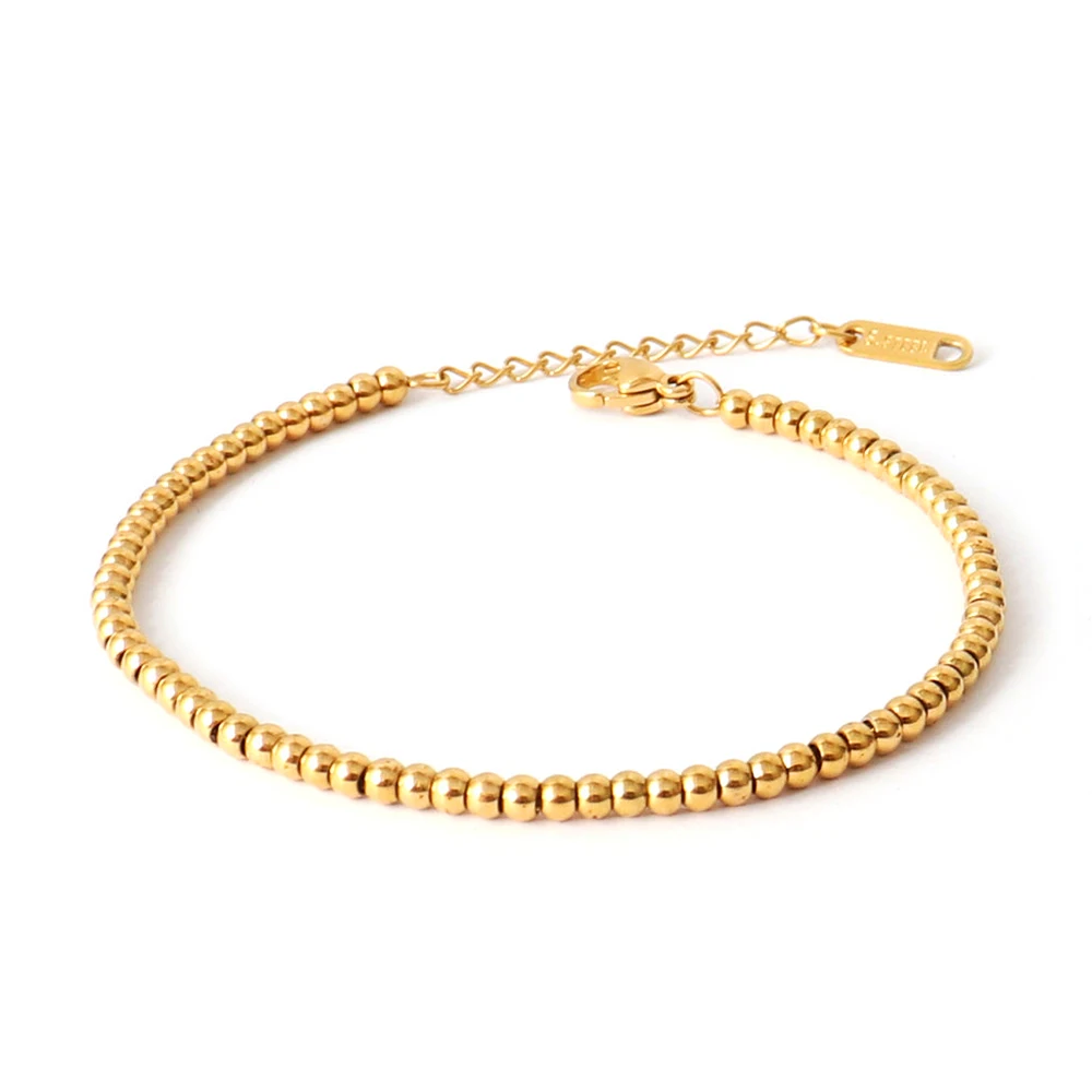 

3mm Beads Bracelet Stainless Steel Bracelets For Women Men Fashion Gold Silver Color 4/5/6/7/8mm Bead Chain Bracelets Jewelry