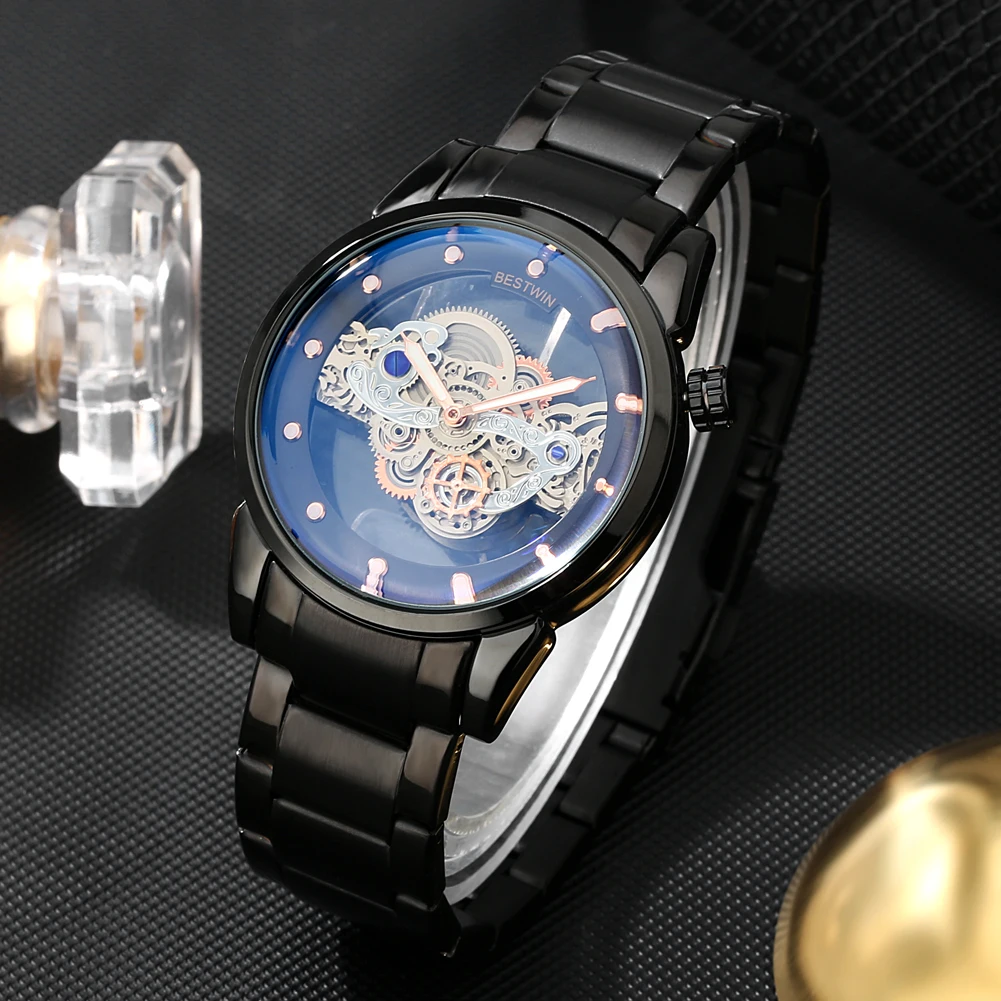 

Luxury Watch for Men Fshion Luminous Skeleton Imitation Mechanical Quartz Wristwatch Waterproof Gift for Boyfriend Reloj Hombre