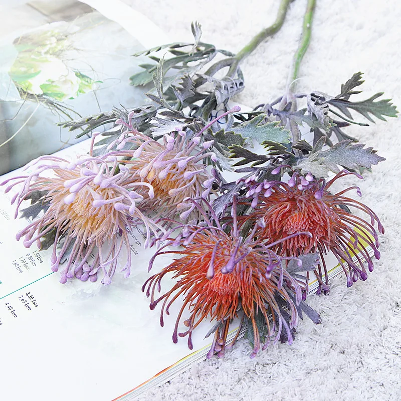 

38 cm flor artificial rama corta garra de cangrejo 2 tenedor guirnalda boda decoración del hogar planta falsa