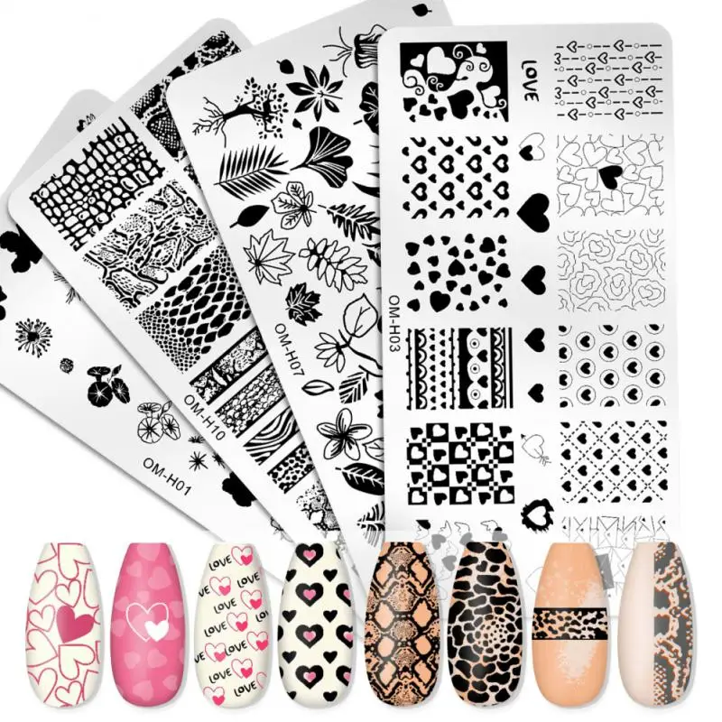 

Nail Stamping Plates Stencil Flowers Leaf Nail Art Printing Gel Polish Stainless Steel Stencils Seal Templates Manicure Tools