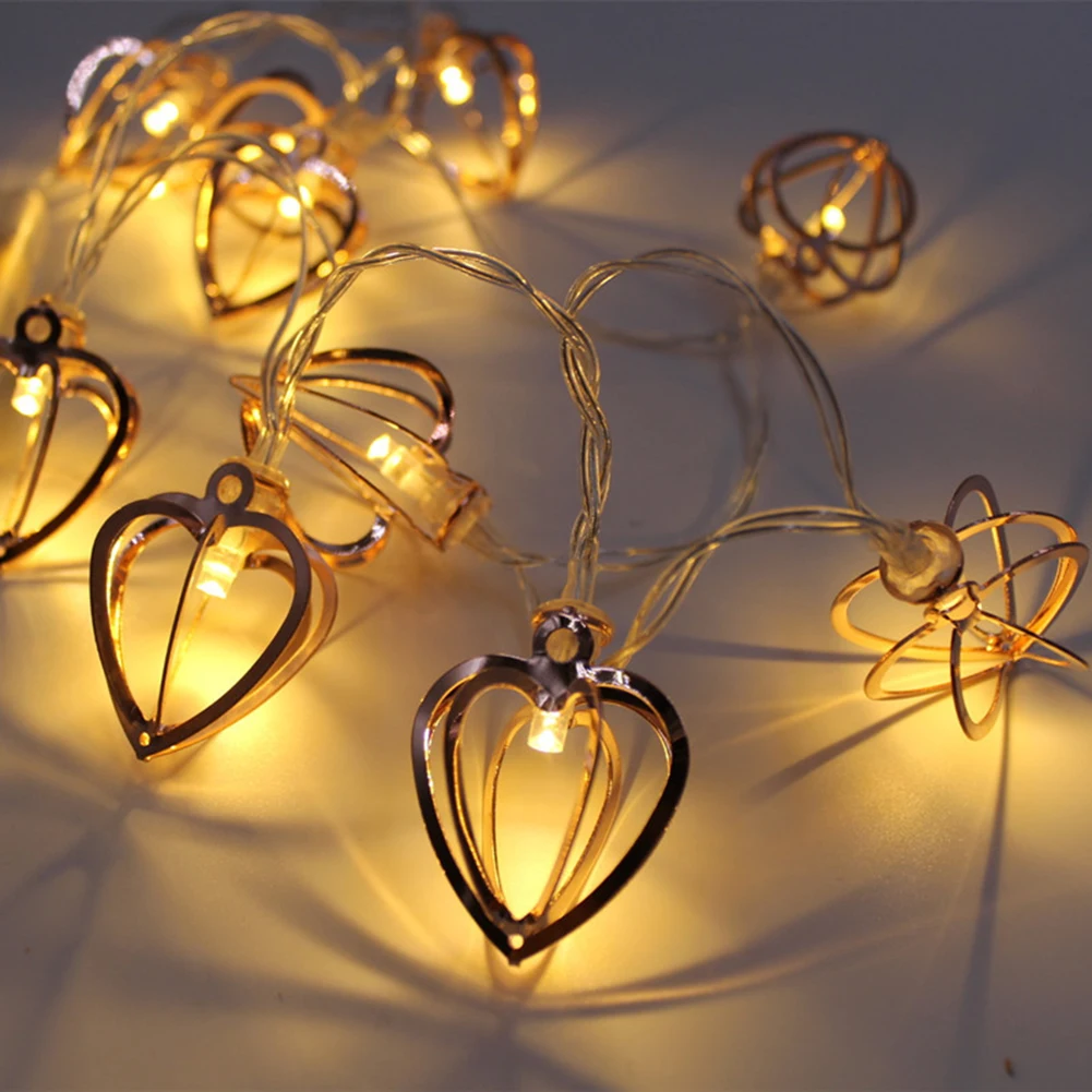 

LED String Light Iron Multi Side Love Heart Battery Box Powered Lighting Strings Garland Children Bedroom Christmas Decor
