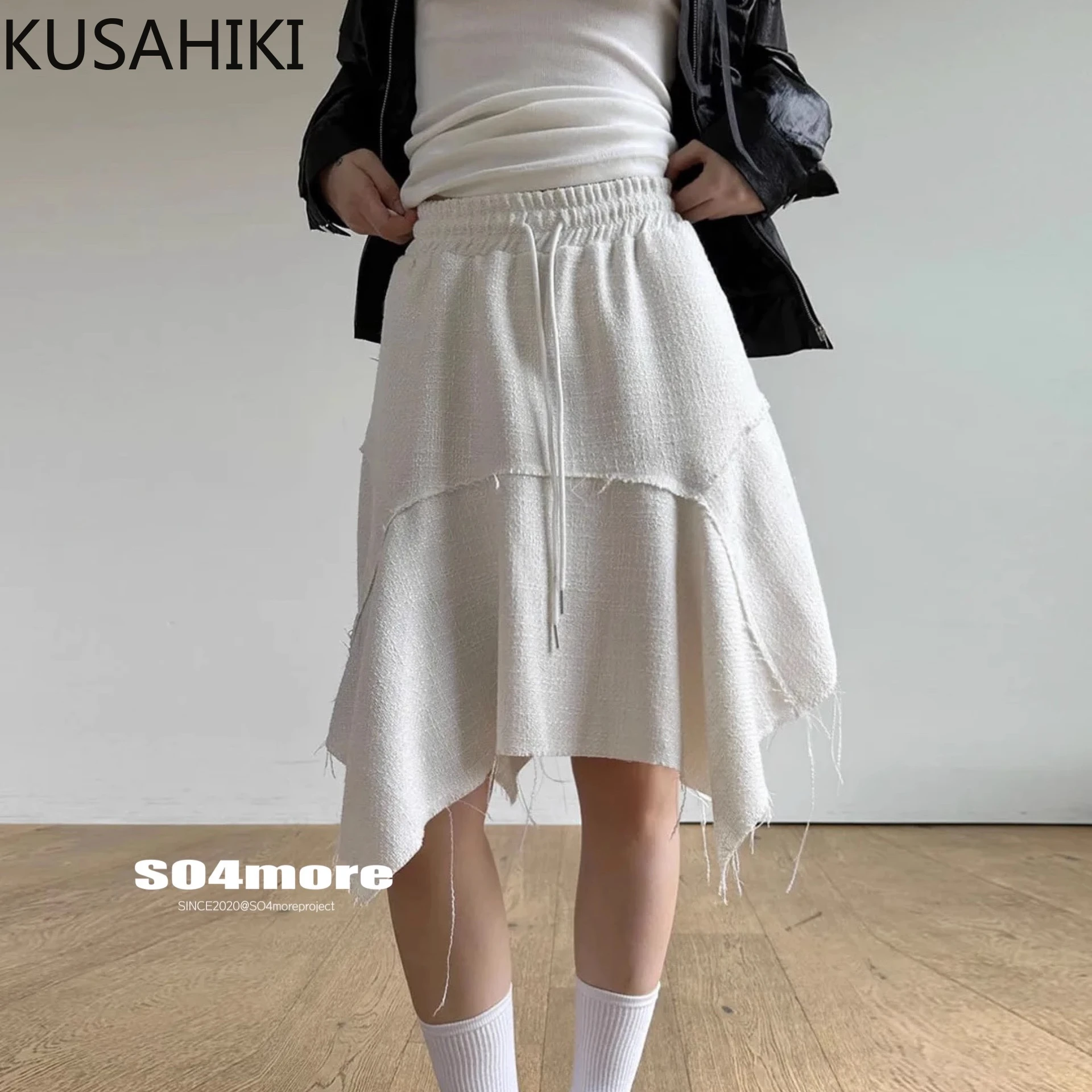 Юбка женская трапециевидная Асимметричная на шнуровке с поясом резинке