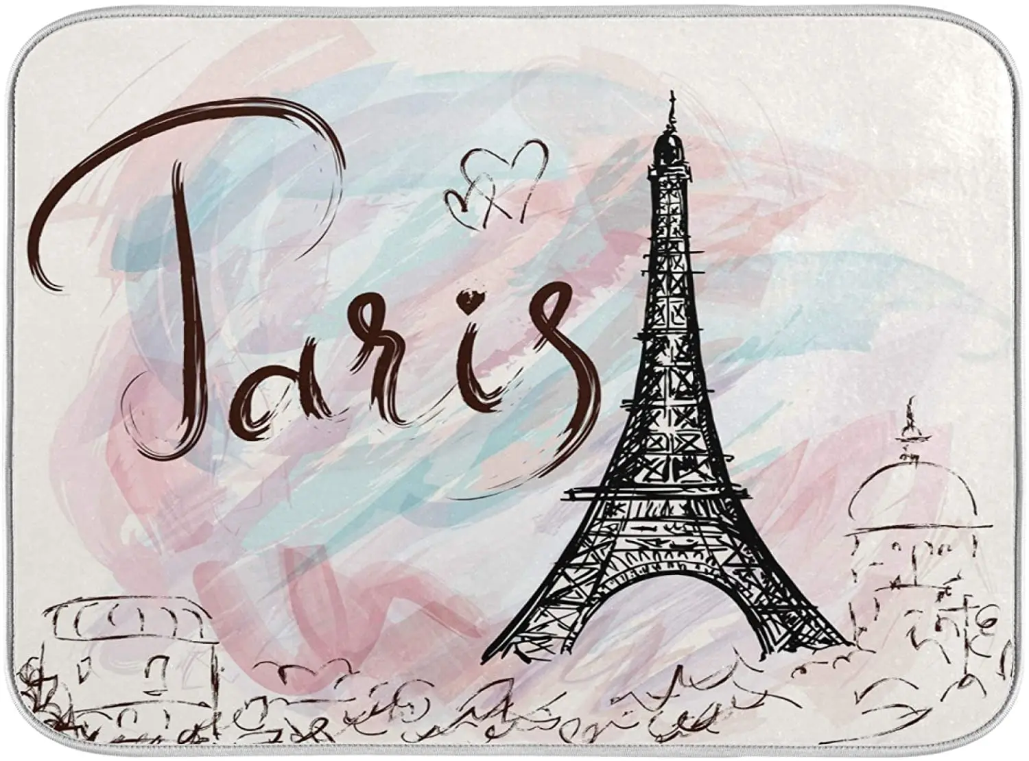 

Dish Drying Mat for Kitchen Eiffel Tower Romantic Paris France Drying Mat Absorbent Dish Mat Drying Pad Dish Drainer Rack Mats