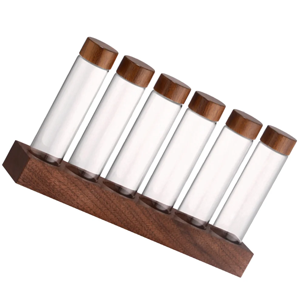 

Glass Test Tube Set Plastic Stoppers Wood Rack Glass Coffee Bean Container Mini Glass Bottles Jars Lab