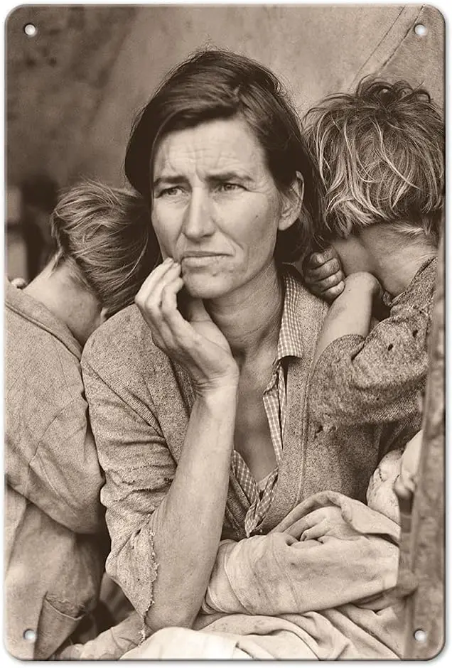 fc slnd rt пациnt Mother Npomo Clforn — Blck nd Whte Hstorc Photogrph от Dorothe Lnge c.1936-8 x 12 nch Vntge Metl Tn Sgn