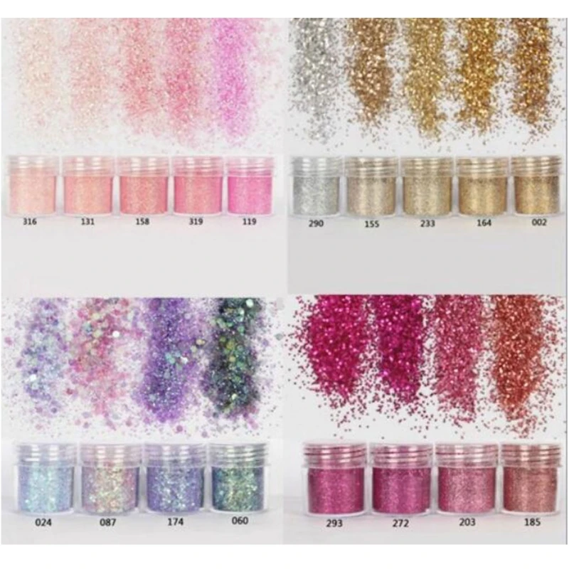 

18 Bottles Nail Sequins Resin Shinning Filling Flash Glitter Powder Resin Filler