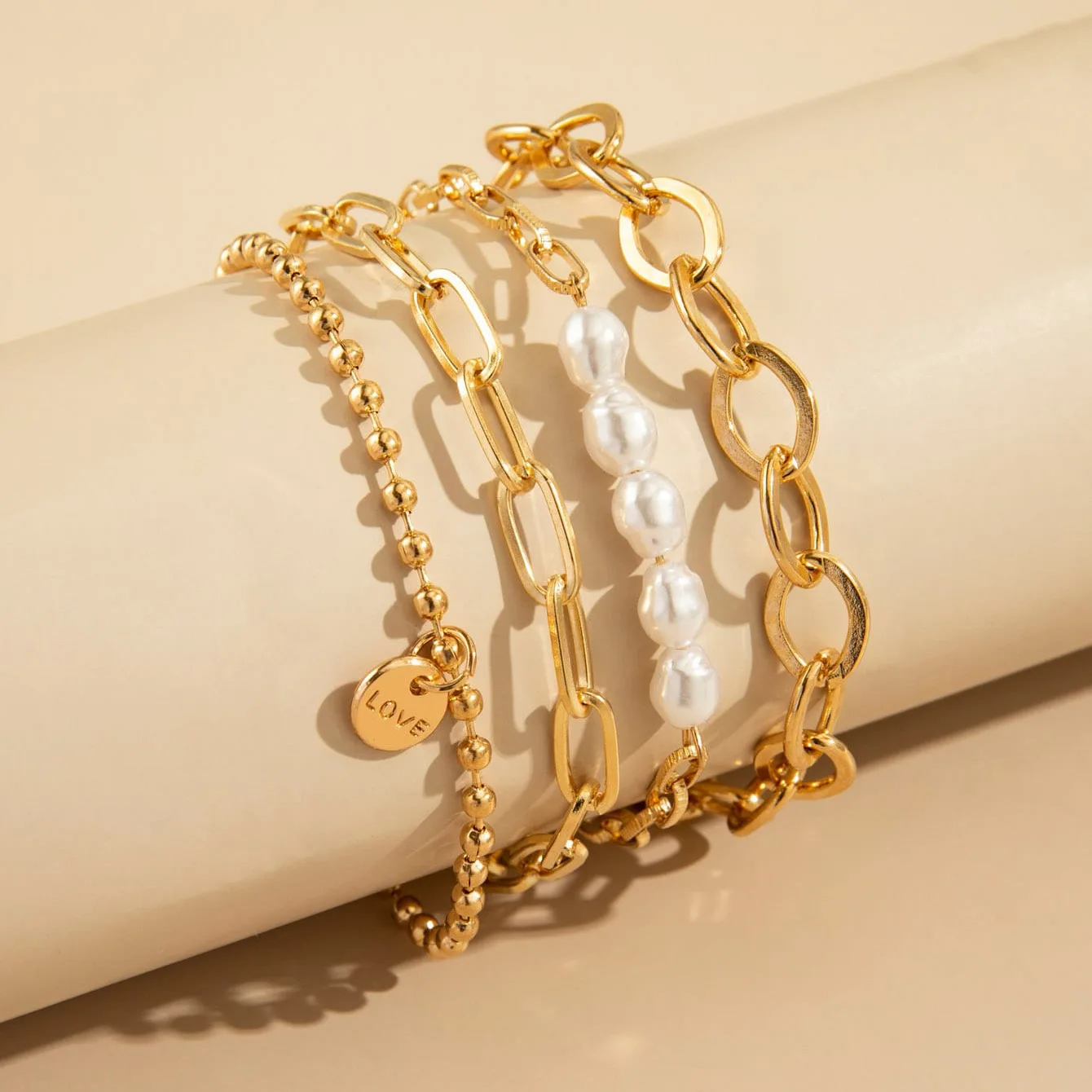 

Conjunto de pulseras de cadena cubana para mujer, brazaletes con dijes, Color dorado, grueso, estilo bohemio, Punk, 2022