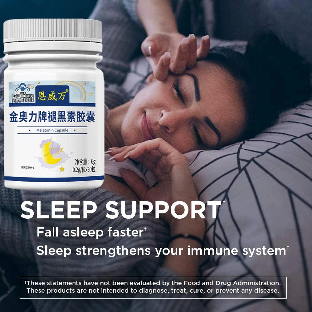 

Melatonin Sleeping Pills 200mg*30 B6 Capsules Night Time Sleep Aid Help Improve Insomnia for Good Sleep 1 Capsule Before Bed