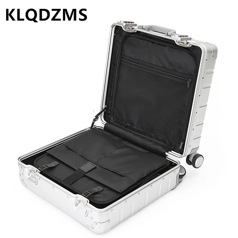 KLQDZMS 18 Inch High-quality Universal Business Universal Wheel Suitcase All Aluminum Magnesium Alloy Cabin Luggage Trolley Case