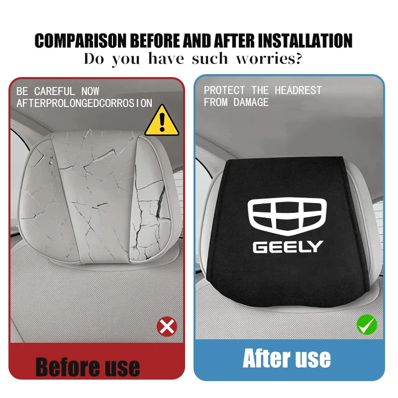 Фото Универсальные чехлы на подголовники для Geely Geometry CK2 CK3 GT GC9 Tugella GX3 CK Borui Coolray, пылезащитные накладки на подушки для сидений №3