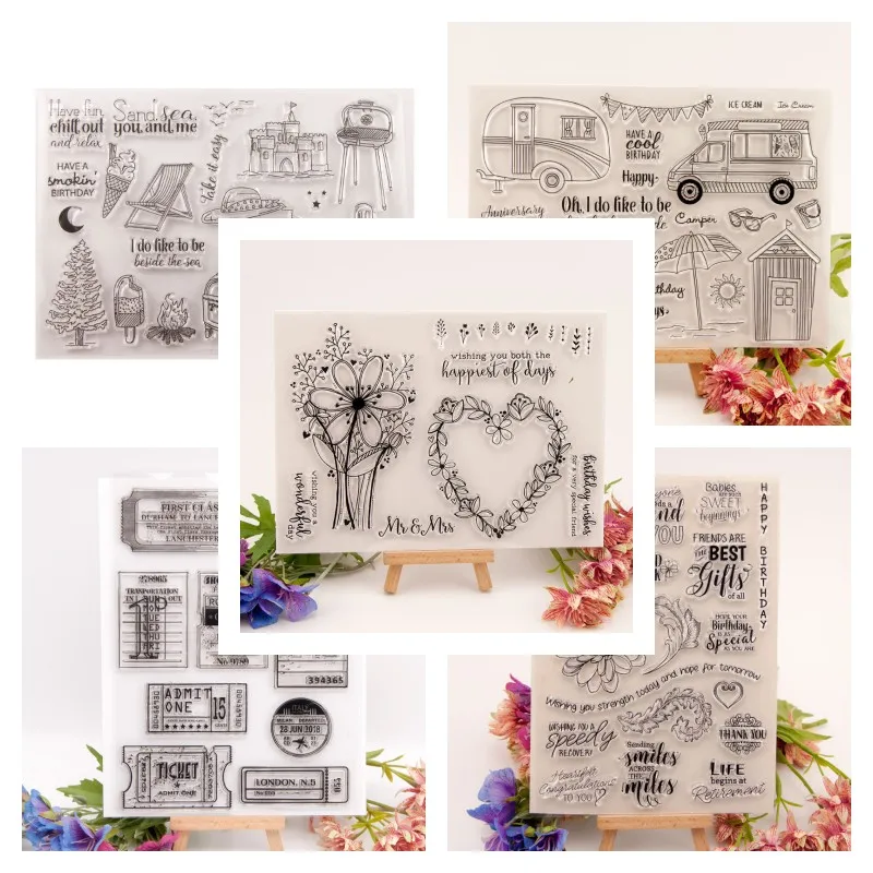 

Clear Stamps, Vintage Silicone Rubber Stamps, Small Clear Stamps for Card Making Decoration and DIY Scrapbooking