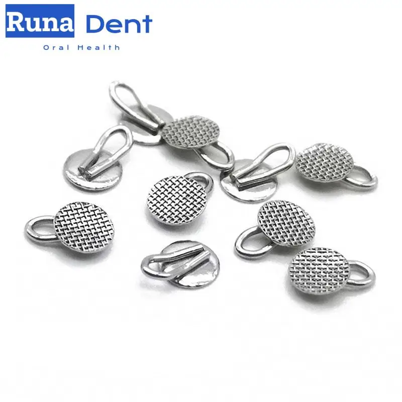 

Dental Orthodontic Lingual Button Bondable Traction Hook Metal Round Mesh Bottom Rectangular Dentistry Tongue Side Buckle