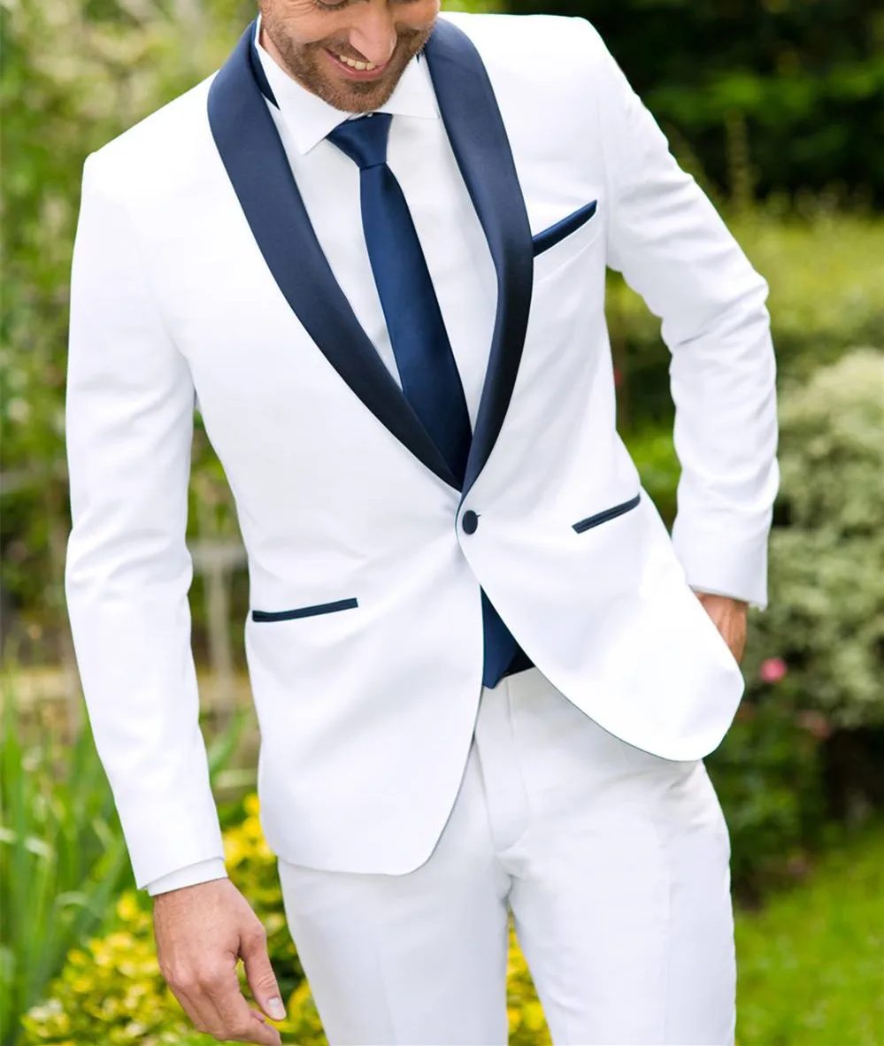 

2022 Tailor Made Mens Suit White Single Breasted Groom Tuxedos Groomsmen 2 Pieces(Jacket+Pant+Tie)traje de novio para boda