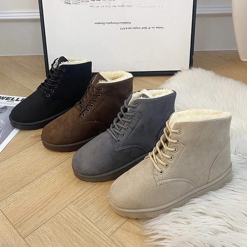 Женские ботильоны на платформе коричневые водонепроницаемые ботинки плоской