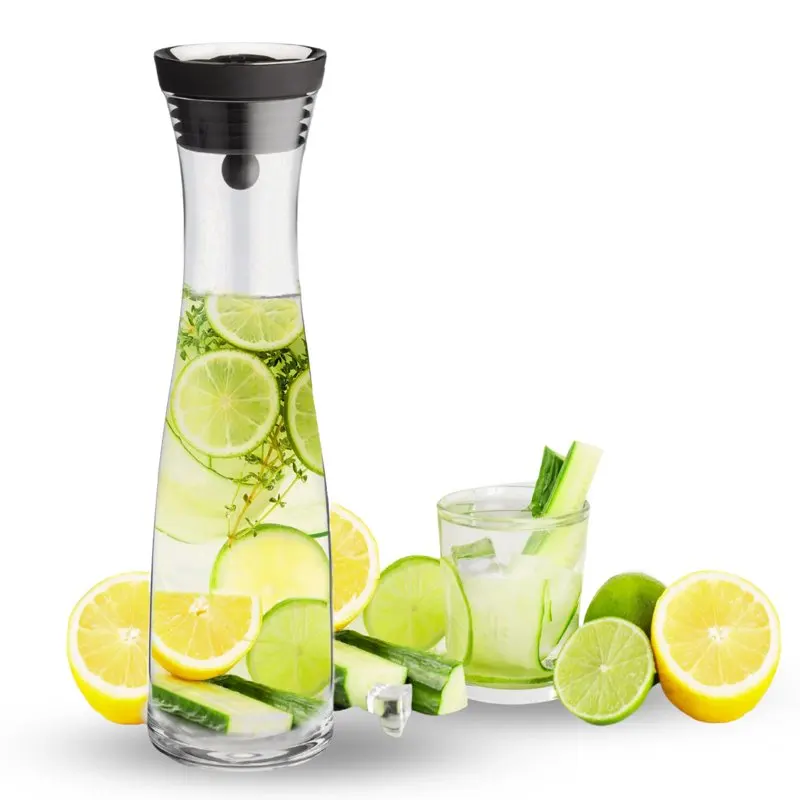 

Glass Jar with Lid Clear Beverage Container Ice Coffee, Water Pitcher - Jug for Storage and Display, Bedside Carafe and More, 4