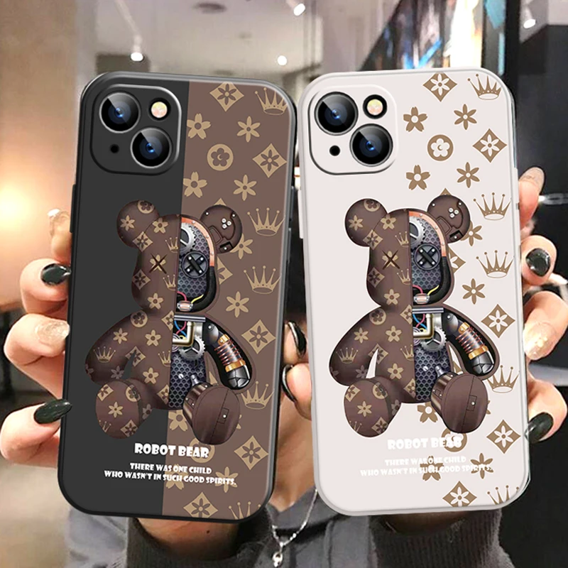 

Cute Luxury Bear Phone Case For iPhone 13 12 11Pro mini 6 6s 7 8Plus X XR XS MAX SE 2020 Soft TPU Funda Silicon Smartphone Coque