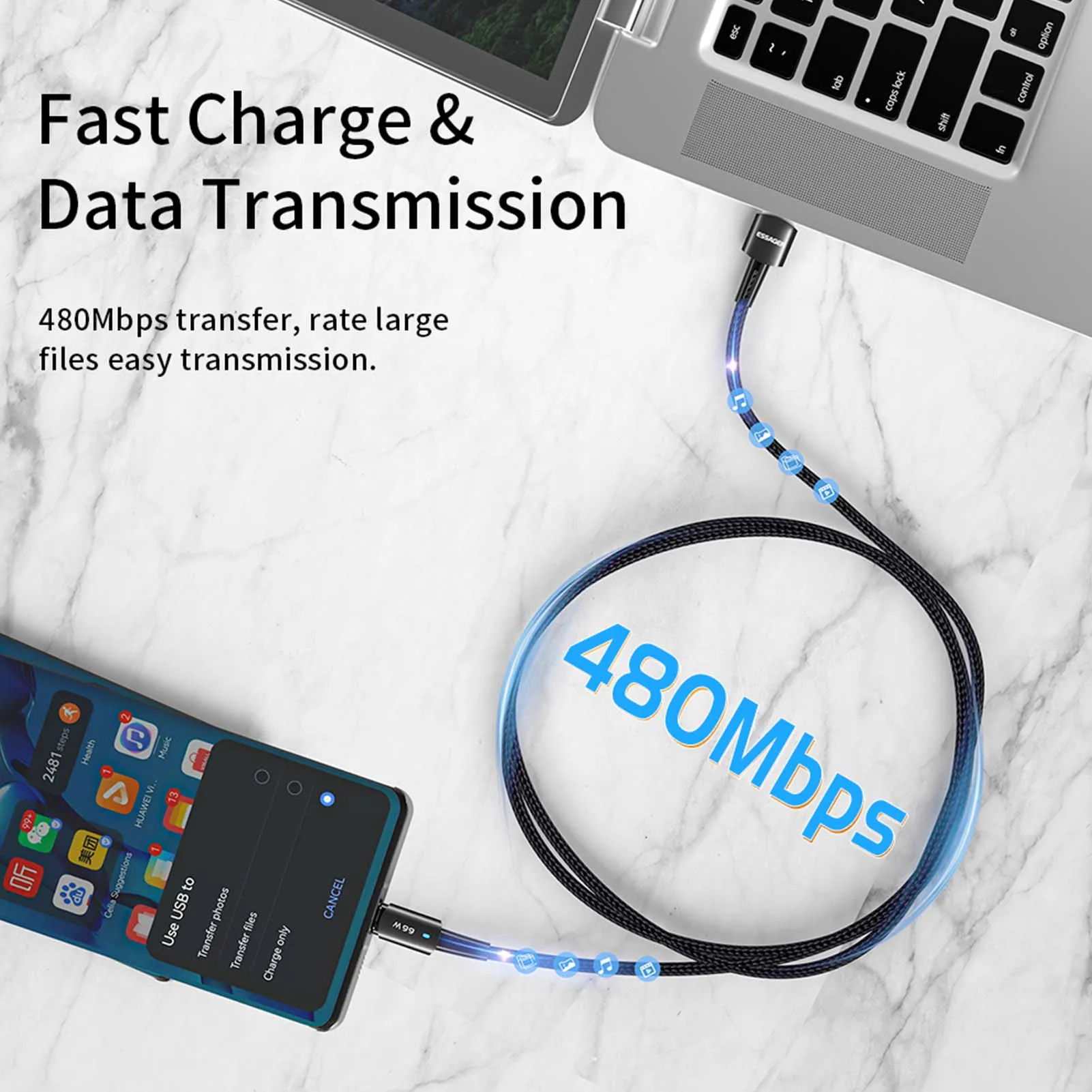 

Кабель для быстрой зарядки и передачи данных USB Type-C 6A