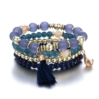 2022 new trends boho vintage bracelets charm multicolor bead stretch multilayer bracelet for women aesthetic design jewelry