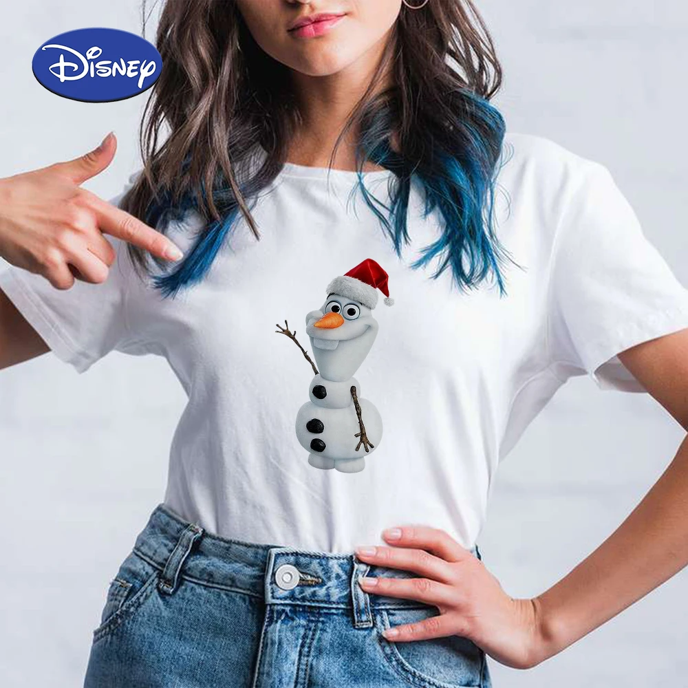 

Disney Frozen Cute Olaf Printed Women Shirt Brands Summer Femme Casual O-neck T-Shirts Harajuku Hipster Comfy Oversized T Shirt