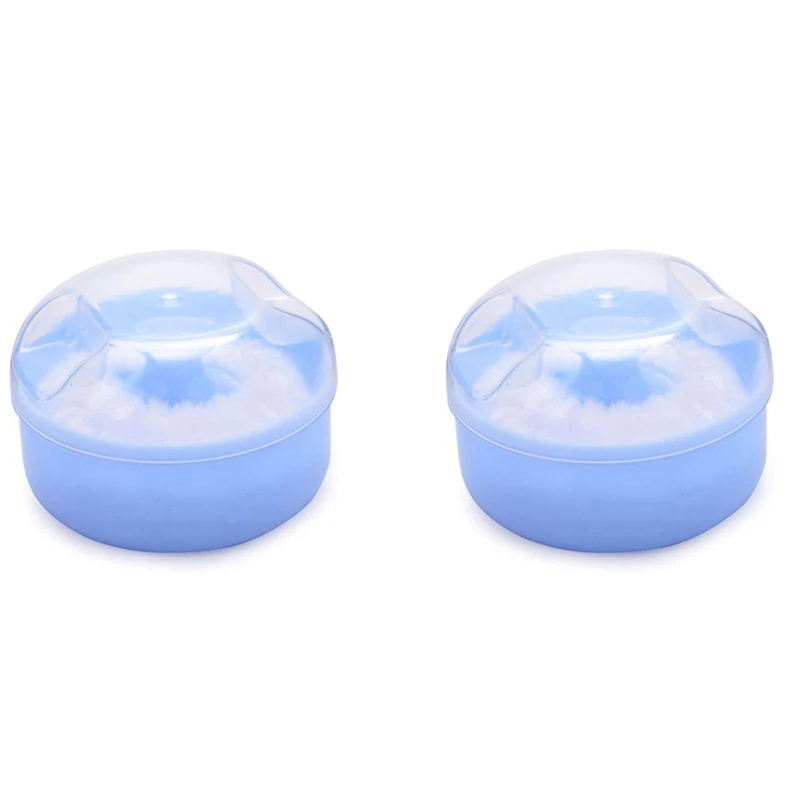 

2X Baby Soft Face Body Cosmetic Powder Puff Sponge Box Case Container (Blue)