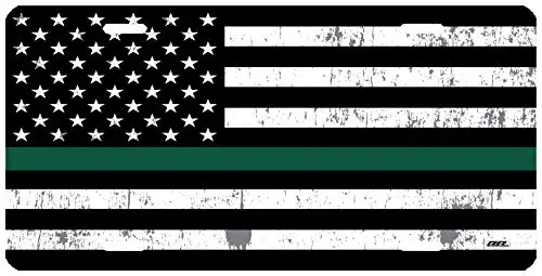 

Thin Green Line Flag License Plate Novelty Auto Car Tag Vanity Gift for Military Veteran Border Patrol Park Ranger Game Warden 1