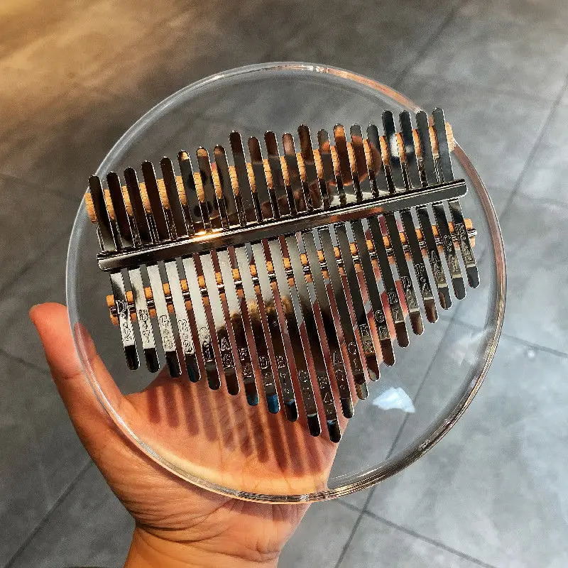 Round Kalimba Finger Piano for Beginners Colorful Transparent Creative Children Birthday Gifts Keyboard Musical Instruments 2022