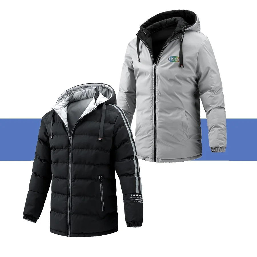 Double-sided wearable winter coat men autumn/winter new thickened hooded warm jacket outdoor sports jacket korean style clothes