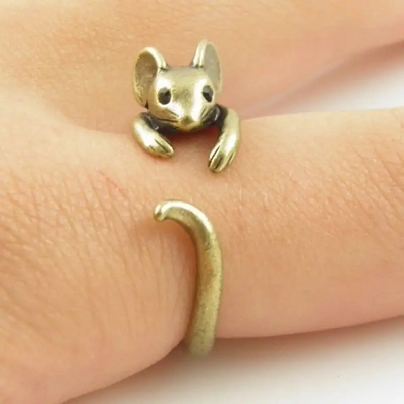 

Cute Mouse Animal Ring for Women Men Fashion Crystal Rhinestone Infinite Geometric Wedding Party Finger Jewelry Gift Accessories