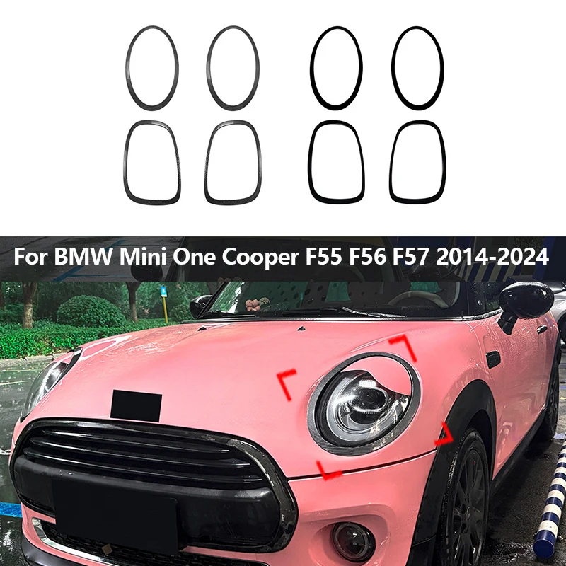 Фото Накладки на передние фары и задние фонари для BMW Mini One Cooper F55 F56 F57 2014-2024 годов выпуска, наклейки для модификации. №1
